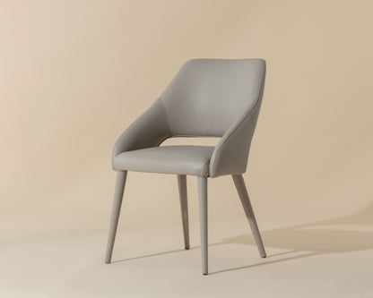 NAHLA GALEN DINING ARMCHAIR - LINEA LIGHT GREY LEATHER