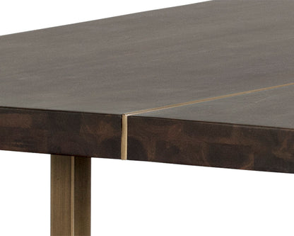 NAHLA DONNELLY DINING TABLE - ANTIQUE BRASS - DARK MANGO - 95"