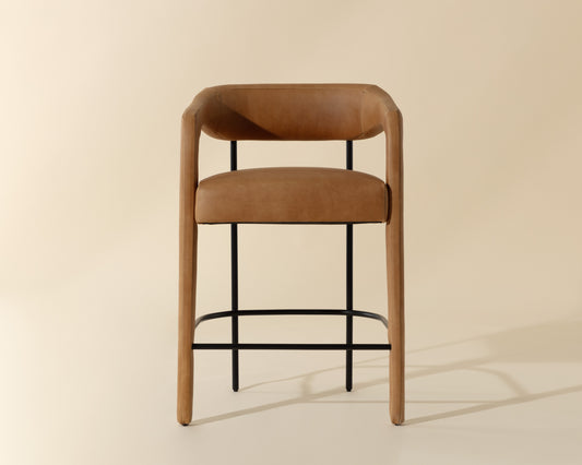 NAHLA MAVIA COUNTER STOOL - LUDLOW SESAME LEATHER