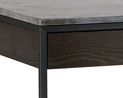 NAHLA STAMOS DESK - BLACK - GREY MARBLE / CHARCOAL GREY