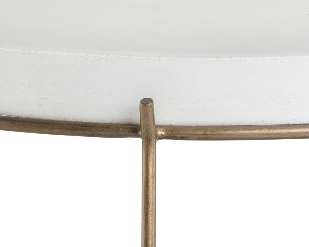 NAHLA REMY COFFEE TABLE - ANTIQUE BRASS - WHITE