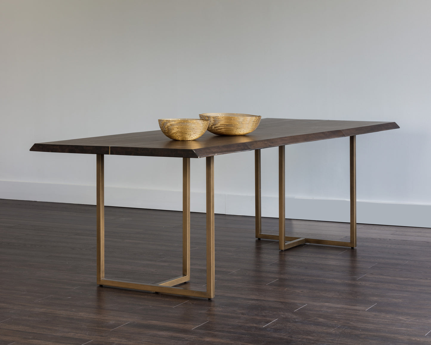 NAHLA DONNELLY DINING TABLE - ANTIQUE BRASS - DARK MANGO - 95"