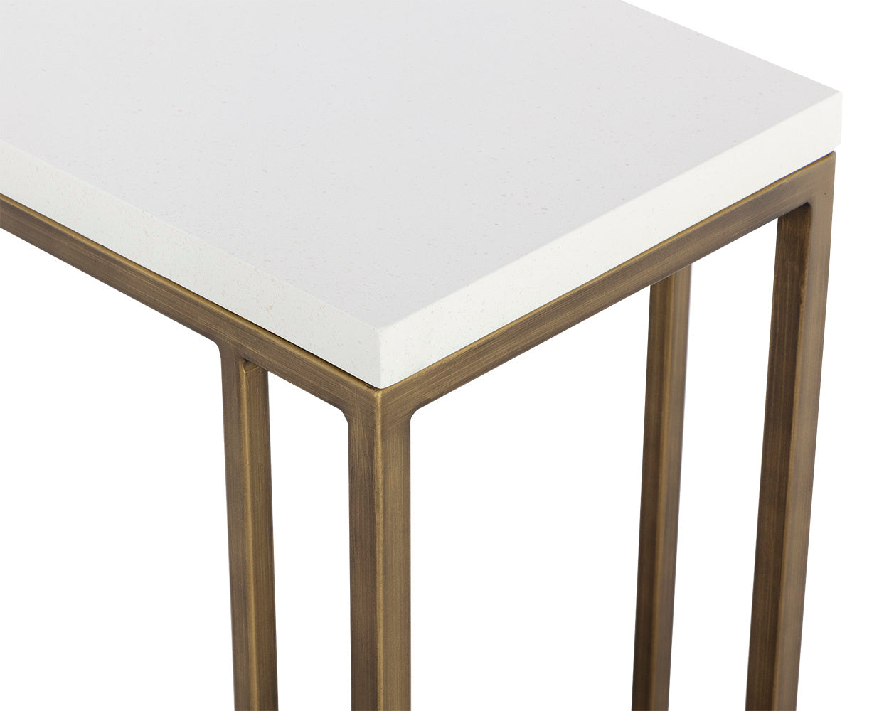 NAHLA SAWYER END TABLE - ANTIQUE BRASS - WHITE