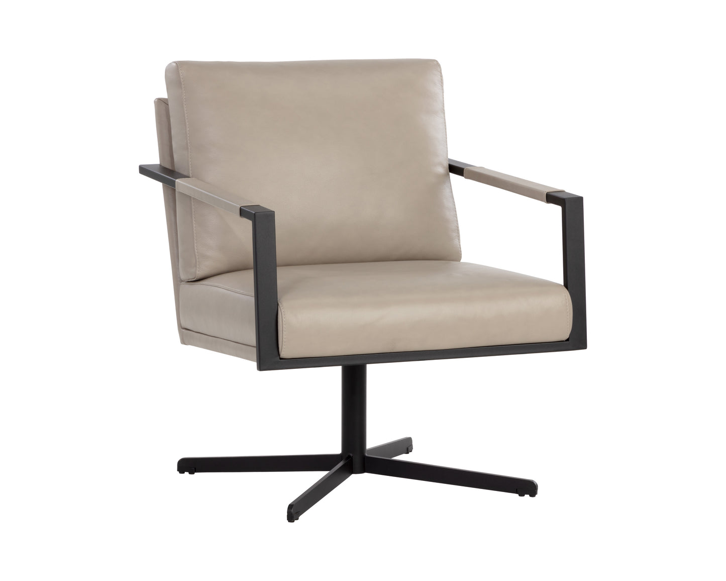 NAHLA RANDY SWIVEL LOUNGE CHAIR - ALPINE BEIGE LEATHER