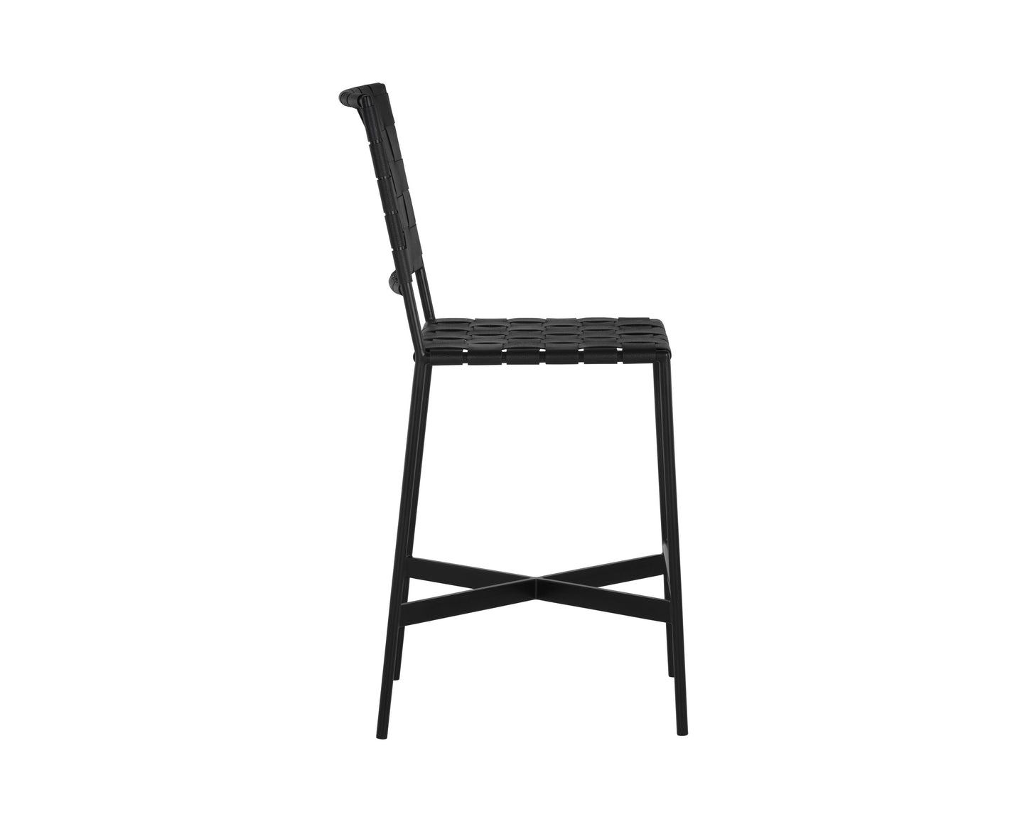 NAHLA OMARI COUNTER STOOL - BLACK LEATHER