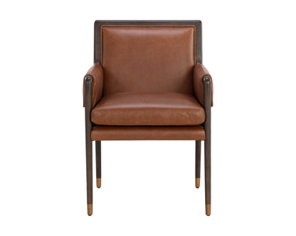 NAHLA MAUTI DINING ARMCHAIR - BROWN - SHALIMAR TOBACCO LEATHER