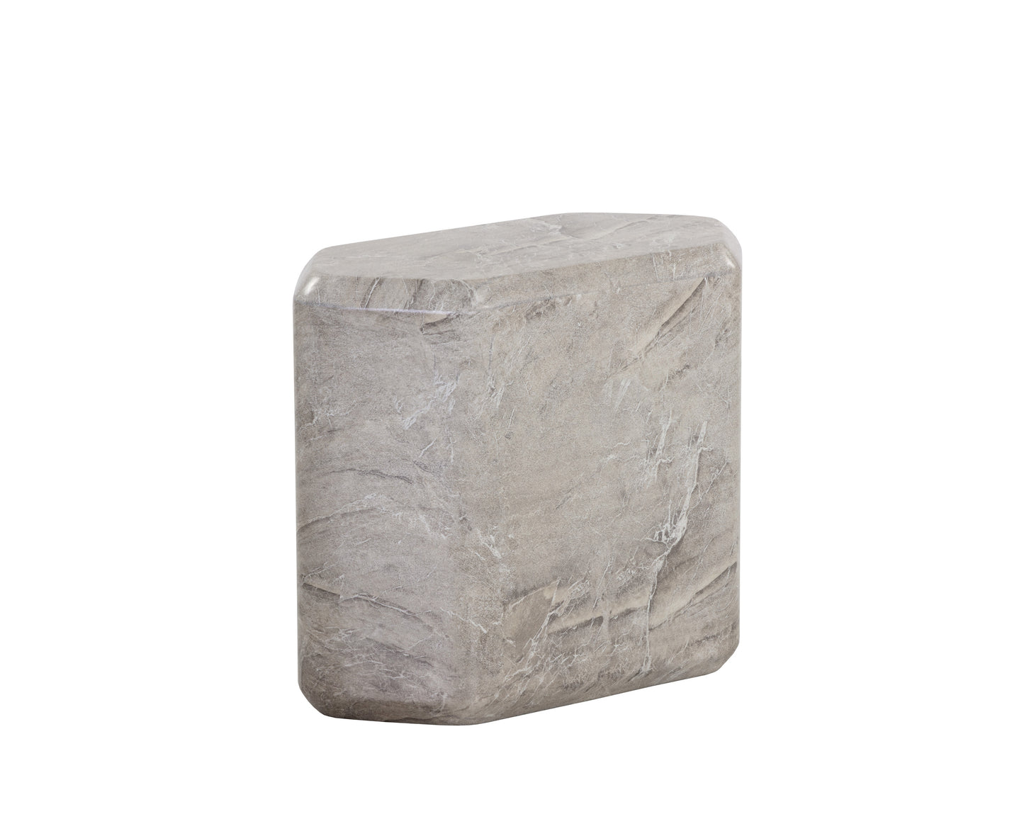 NAHLA SPEZZA SIDE TABLE - LOW - MARBLE LOOK - GREY