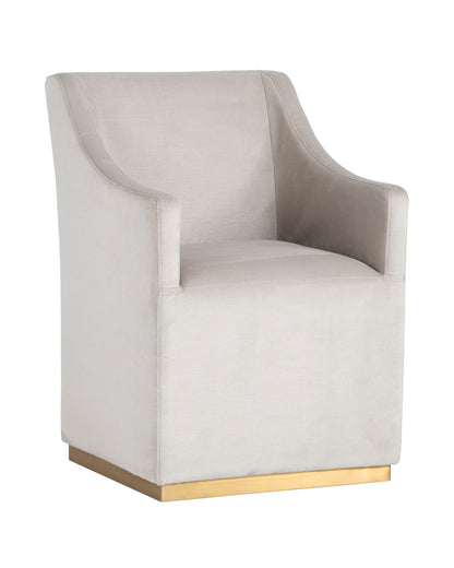 NAHLA ZANE WHEELED DINING ARMCHAIR - PICCOLO PROSECCO