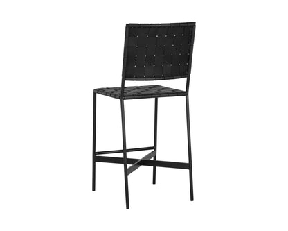 NAHLA OMARI COUNTER STOOL - BLACK LEATHER