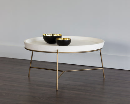 NAHLA REMY COFFEE TABLE - ANTIQUE BRASS - WHITE