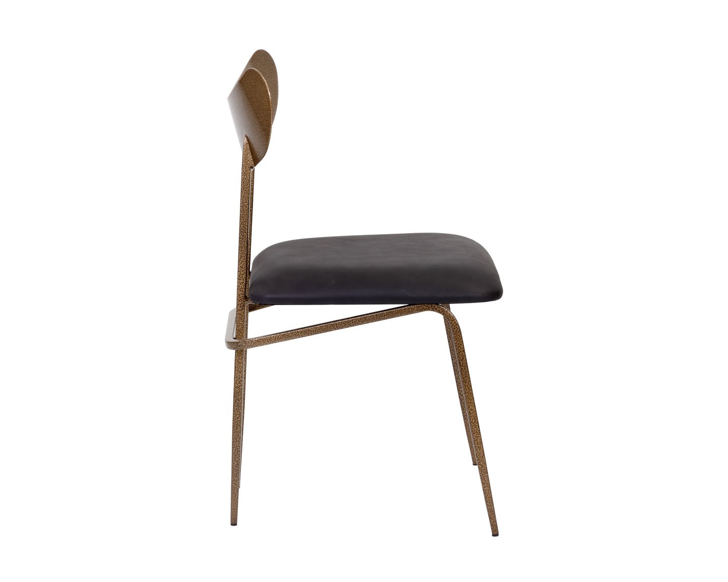 NAHLA GIBBONS DINING CHAIR - ANTIQUE BRASS - CHARCOAL BLACK LEATHER