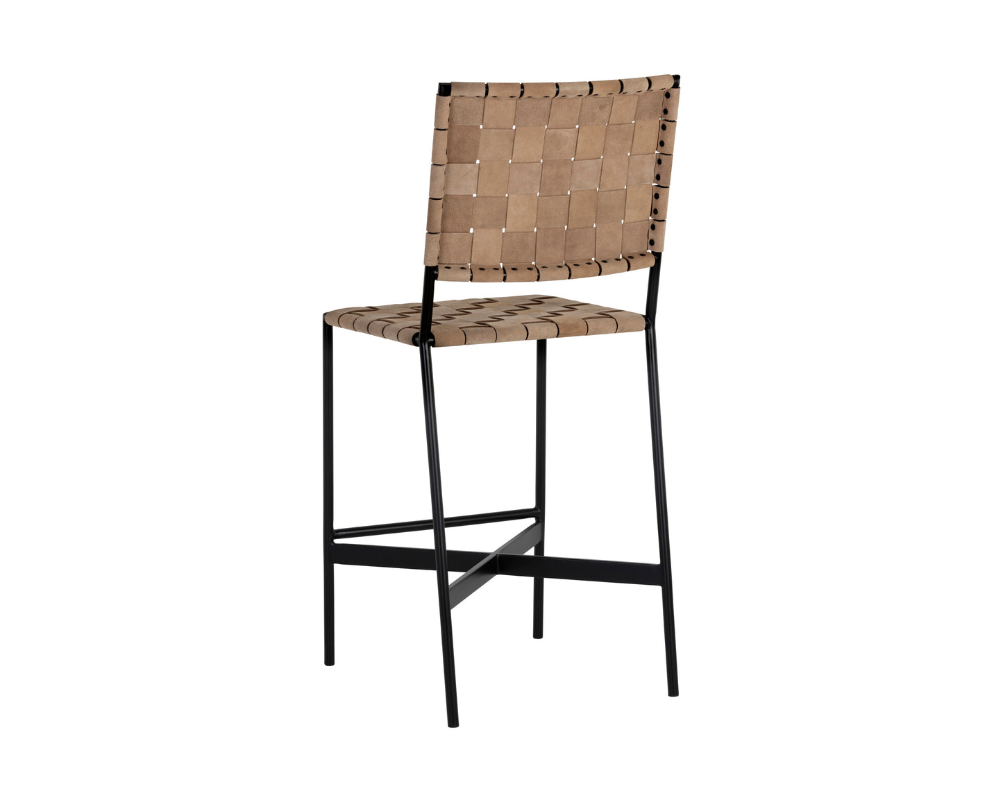 NAHLA OMARI COUNTER STOOL - SUEDE LIGHT TAN LEATHER