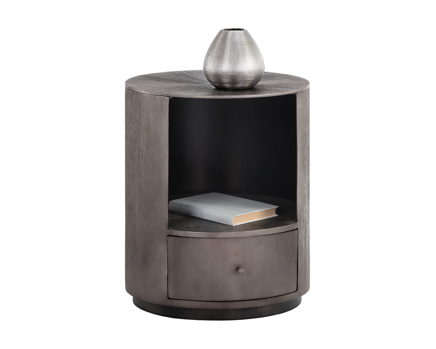 NAHLA SIENA NIGHTSTAND - ROUND - GUNMETAL