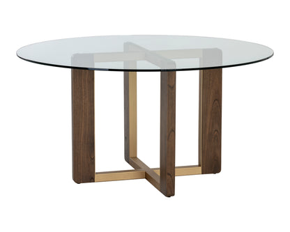 NAHLA REJANE DINING TABLE BASE - GOLD - RAW UMBER