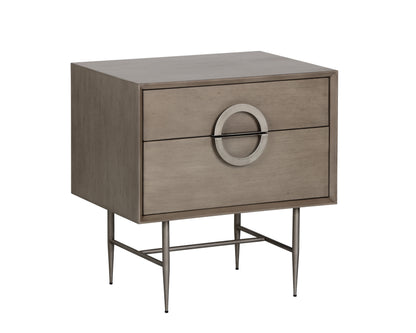 NAHLA EMERY NIGHTSTAND - ANTIQUE SILVER - ASH GREY