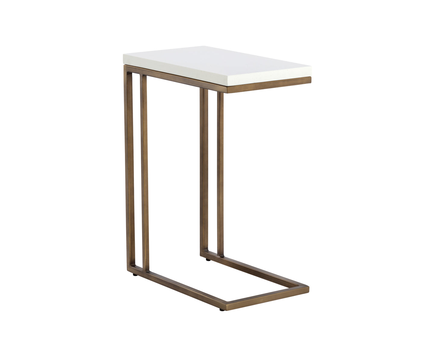 NAHLA SAWYER END TABLE - ANTIQUE BRASS - WHITE