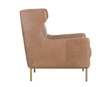 NAHLA VIRGIL LOUNGE CHAIR - MARSEILLE CAMEL LEATHER