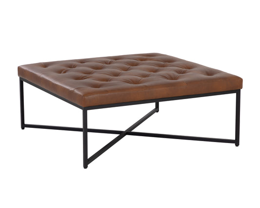 NAHLA ENDALL OTTOMAN - BLACK - BRAVO COGNAC