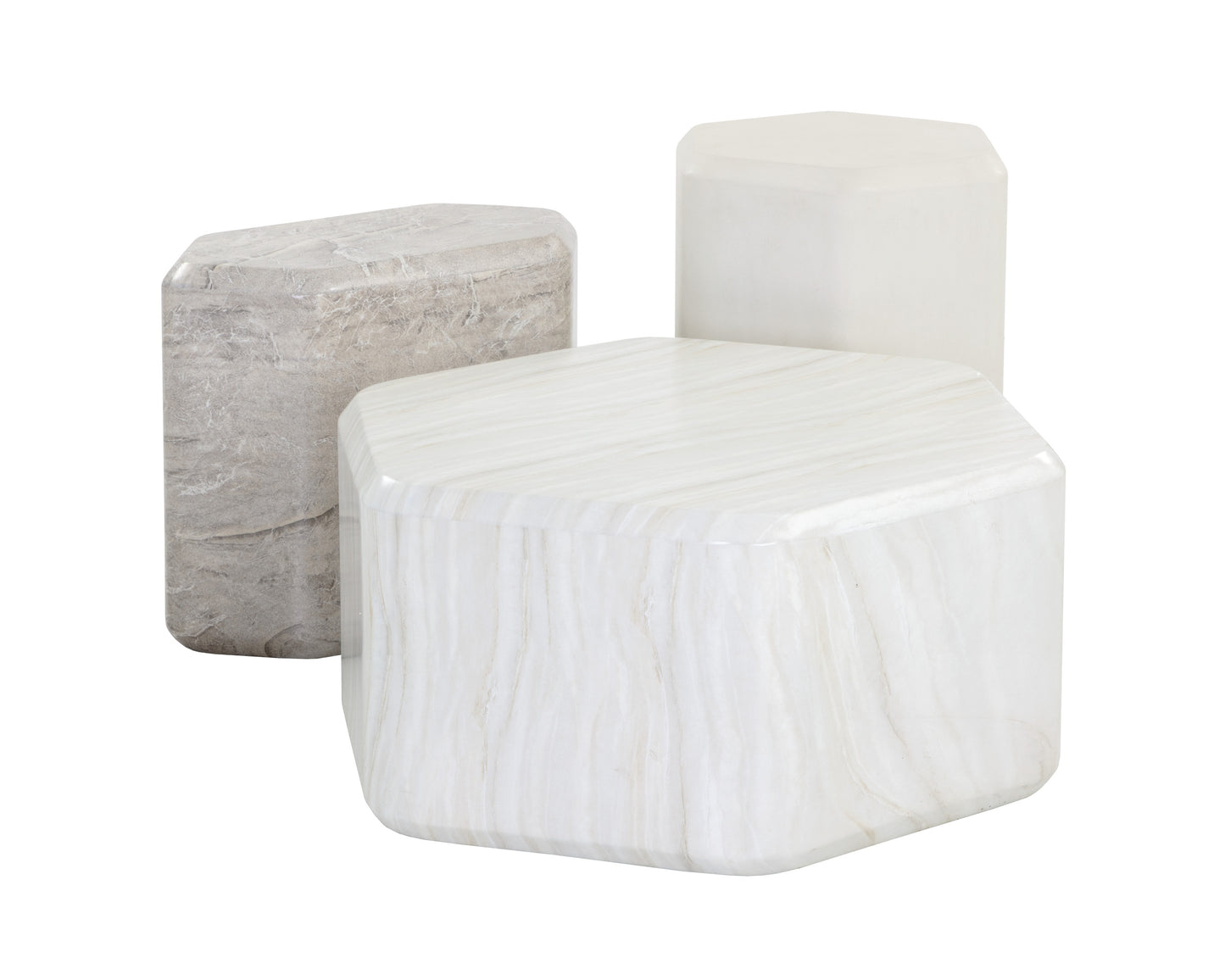 NAHLA SPEZZA COFFEE TABLE - MARBLE LOOK - CREAM