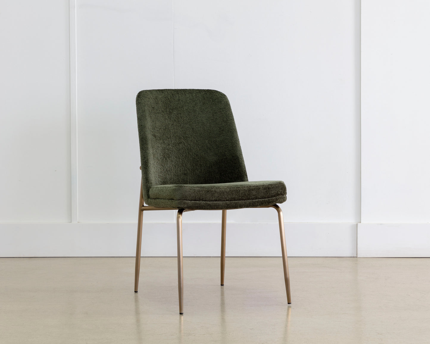 NAHLA ZEKE DINING CHAIR - ANTIQUE BRASS - BERGEN OLIVE