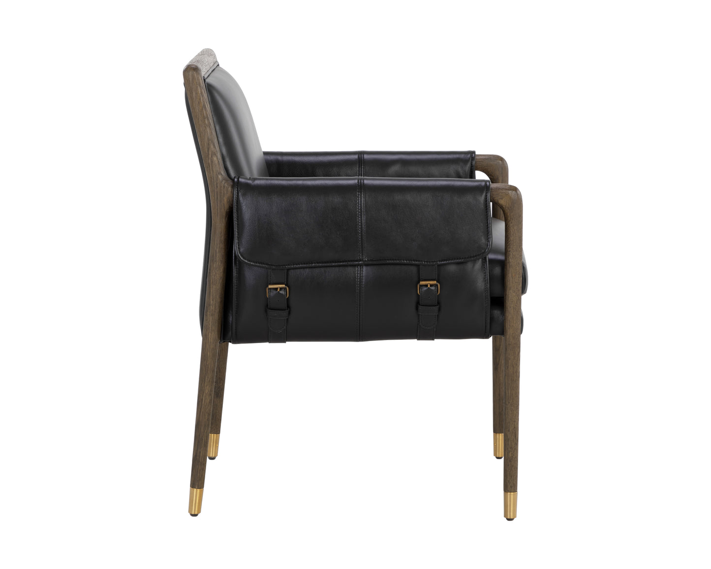 NAHLA MAUTI DINING ARMCHAIR - DISTRESSED BROWN - CORTINA BLACK LEATHER