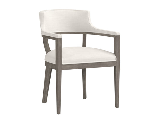 NAHLA BRYLEA DINING ARMCHAIR - ASH GREY - LINOSO IVORY