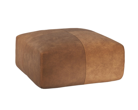 NAHLA ELIO OTTOMAN - COGNAC LEATHER