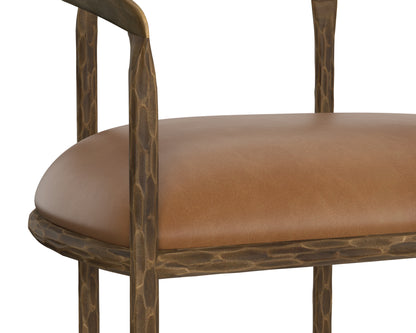 NAHLA ZANATTA DINING ARMCHAIR - TAN LEATHER