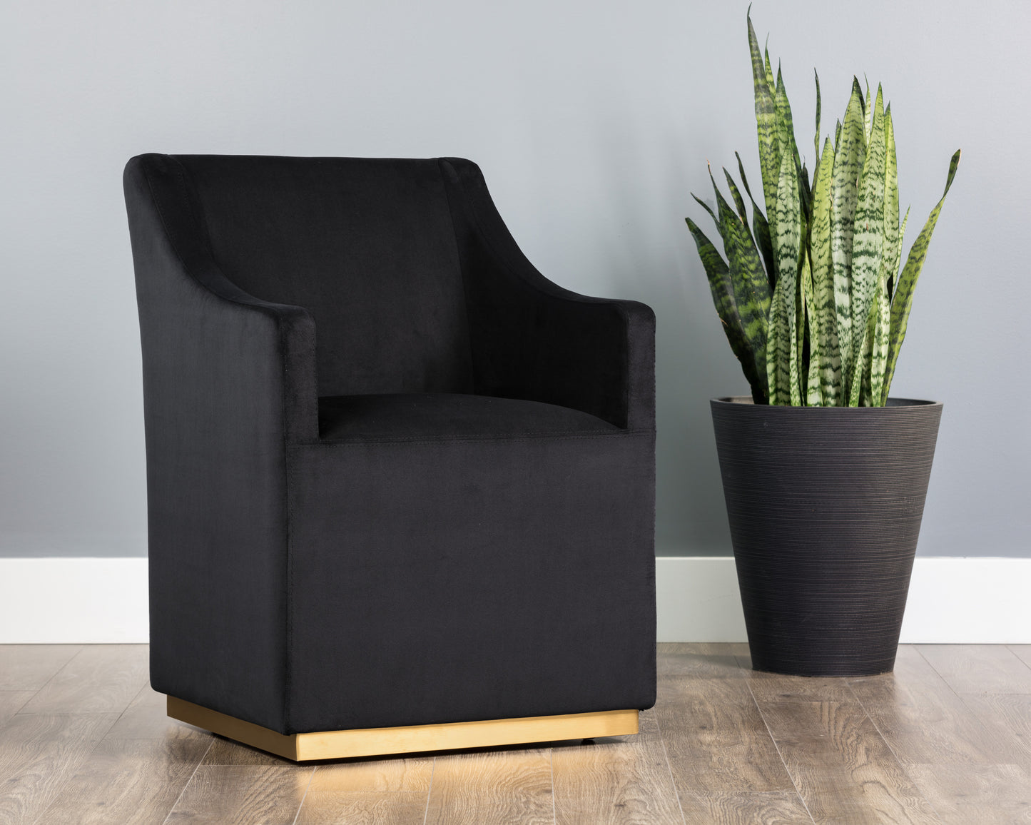 NAHLA ZANE WHEELED DINING ARMCHAIR - ABBINGTON BLACK