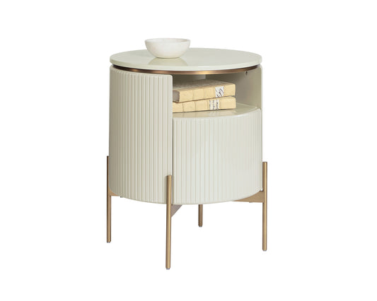 NAHLA PALOMA END TABLE - HIGH GLOSS CREAM