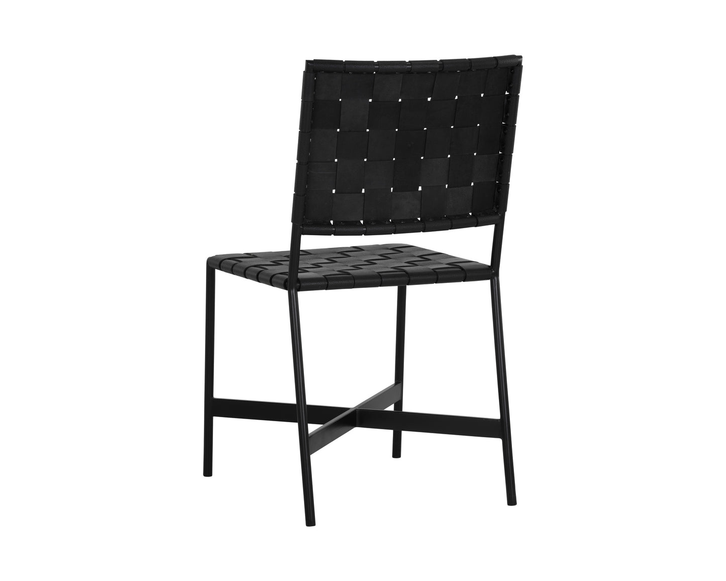 NAHLA OMARI DINING CHAIR - BLACK LEATHER