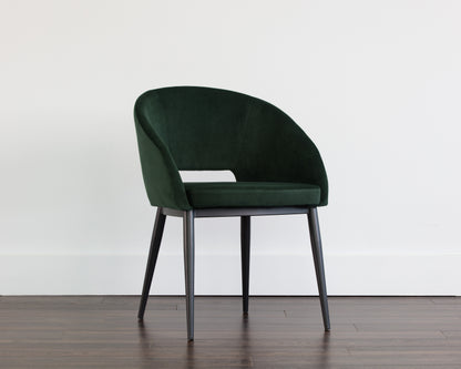 NAHLA THATCHER DINING ARMCHAIR - BLACK - DEEP GREEN SKY