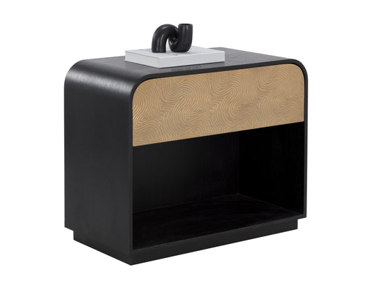 NAHLA ALGARVE NIGHTSTAND - BLACK / CHAMPAGNE GOLD