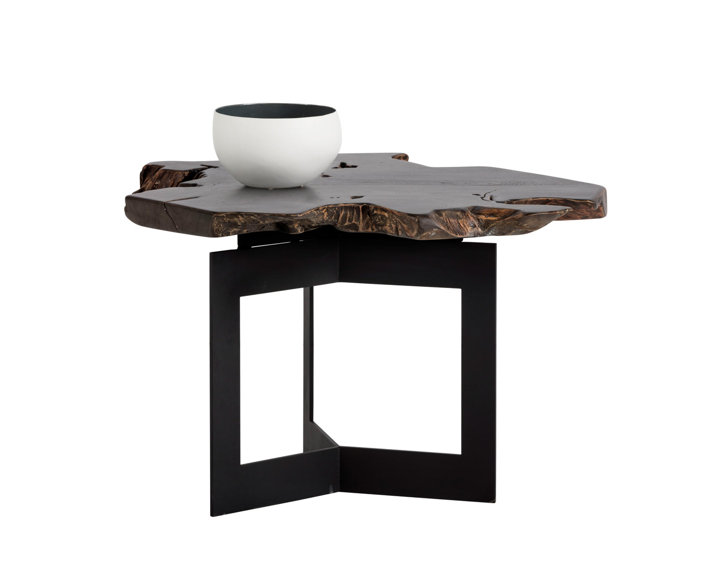 NAHLA WYATT SIDE TABLE - BLACK / DARK BROWN