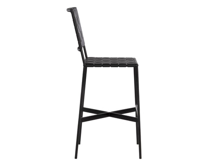 NAHLA OMARI BARSTOOL - BLACK LEATHER