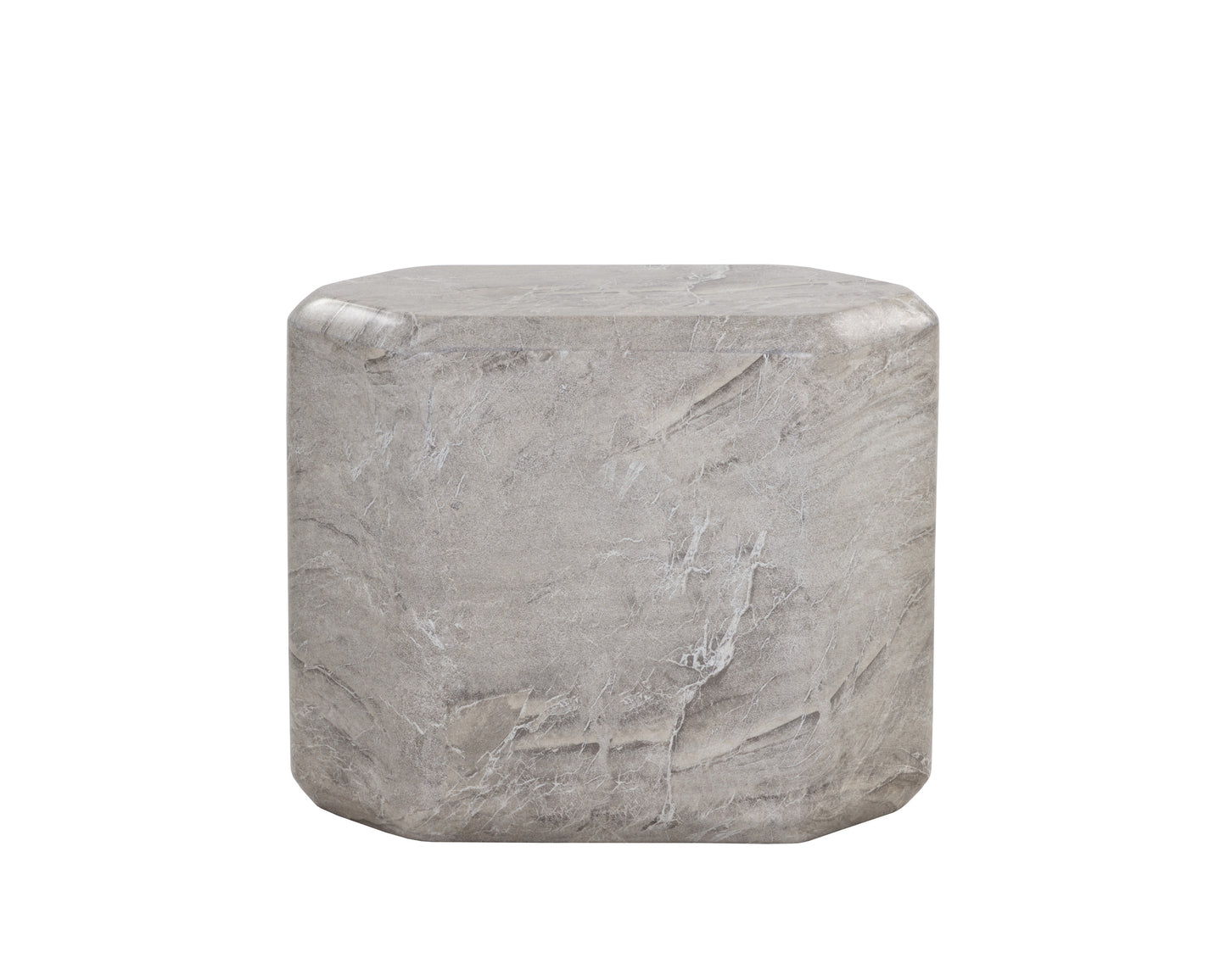 NAHLA SPEZZA SIDE TABLE - LOW - MARBLE LOOK - GREY