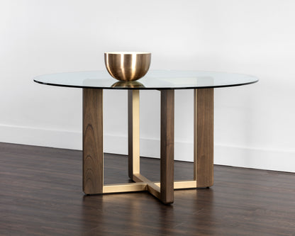 NAHLA REJANE DINING TABLE BASE - GOLD - RAW UMBER