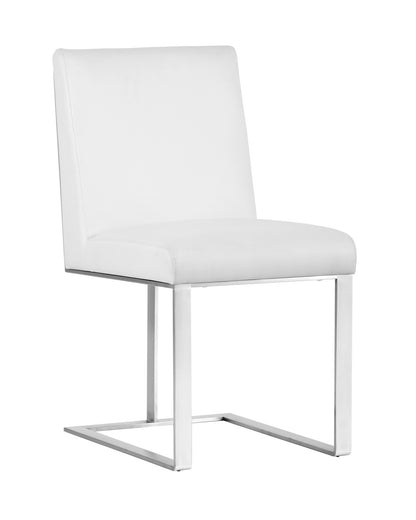 NAHLA DEAN DINING CHAIR - STAINLESS STEEL - CANTINA WHITE