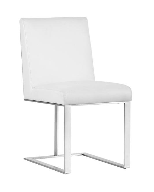 NAHLA DEAN DINING CHAIR - STAINLESS STEEL - CANTINA WHITE