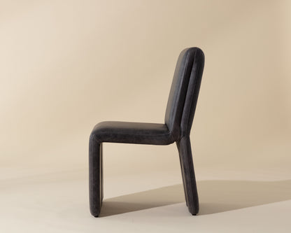 NAHLA CASCATA DINING CHAIR - MARSEILLE BLACK LEATHER