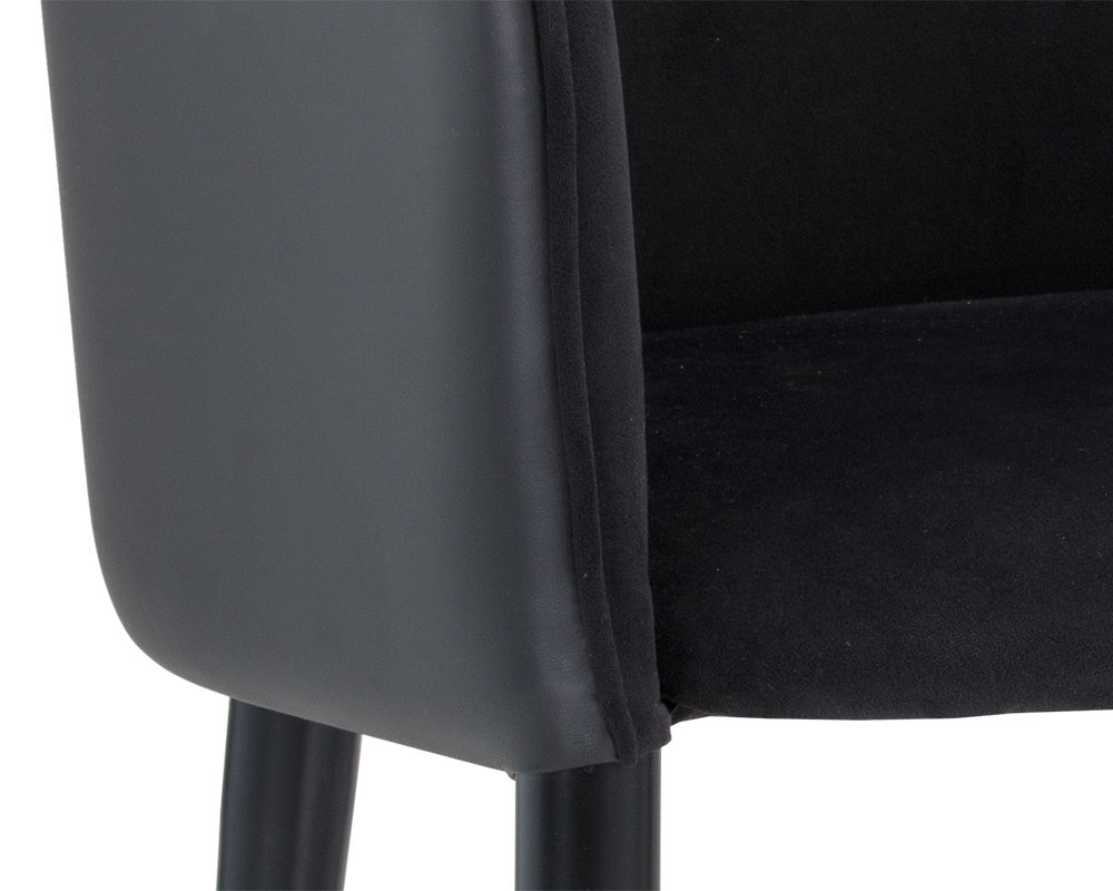 NAHLA ASHER DINING ARMCHAIR - ABBINGTON BLACK / NAPA BLACK