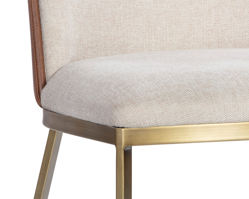 NAHLA MARIE DINING CHAIR - BELFAST OATMEAL / BRAVO COGNAC