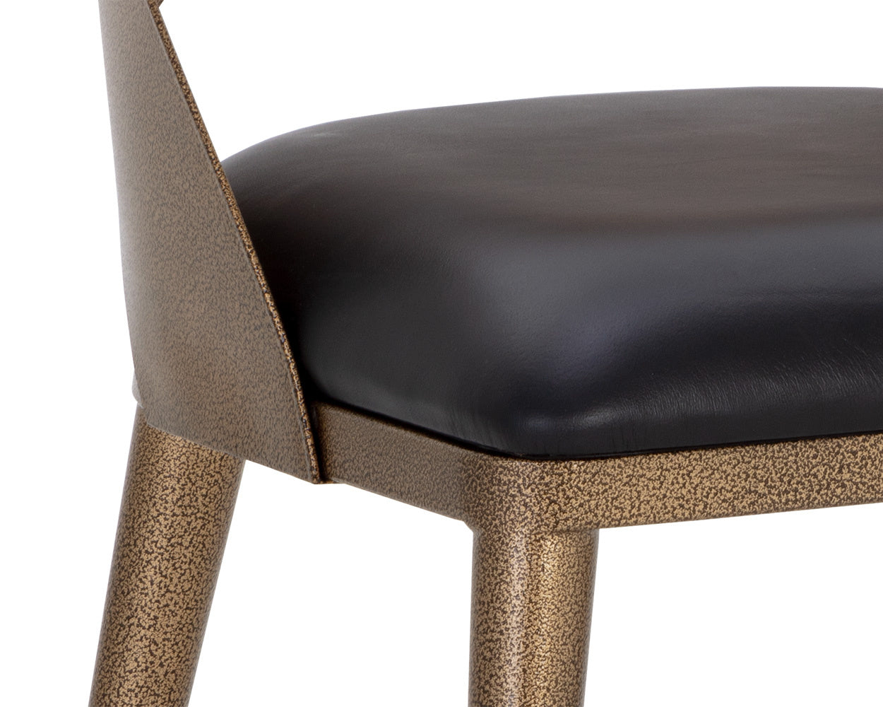 NAHLA DEZIRAE DINING CHAIR - ANTIQUE BRASS - CHARCOAL BLACK LEATHER