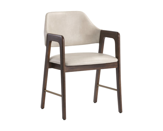 NAHLA MILTON DINING ARMCHAIR - SMOKE ACACIA - BRAVO CREAM