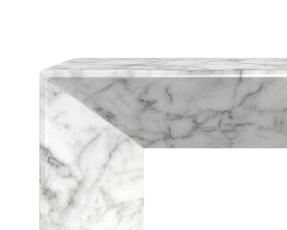 NAHLA NOMAD BENCH - MARBLE LOOK - WHITE