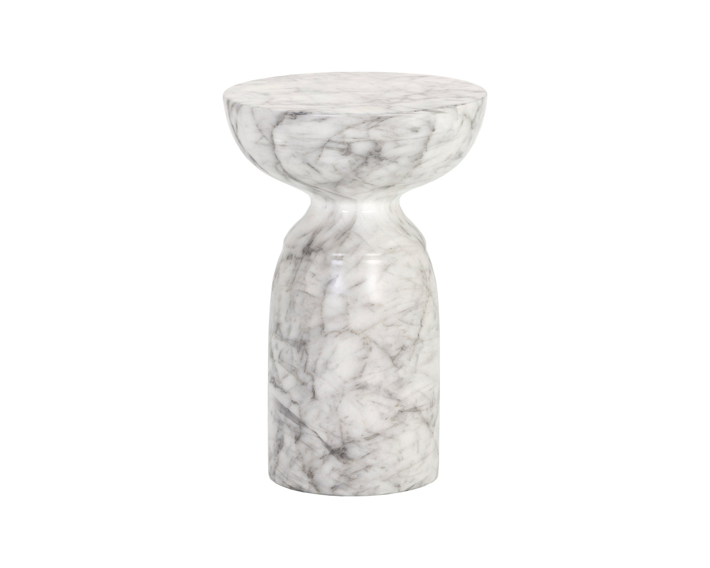 NAHLA GOYA END TABLE - MARBLE LOOK - WHITE