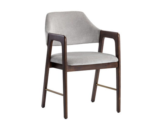 NAHLA MILTON DINING ARMCHAIR - SMOKE ACACIA - POLO CLUB STONE