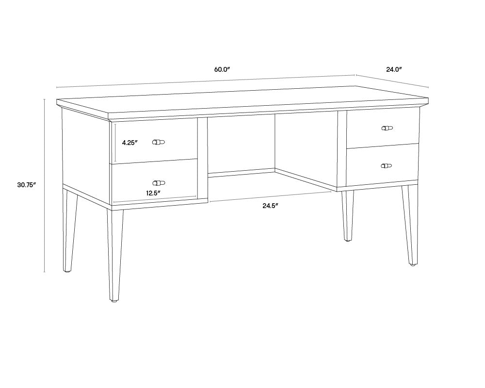 NAHLA PATTINSON DESK - WHITE CERUSE - OYSTER SHAGREEN