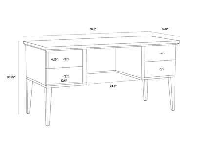 NAHLA PATTINSON DESK - WHITE CERUSE - OYSTER SHAGREEN