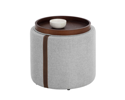 NAHLA BORELLI STORAGE OTTOMAN - BELFAST HEATHER GREY / AUTUMN CHESTNUT